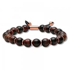 Men's Tiger's Eye Beaded Bracelet Stainless Steel