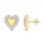 Diamond Heart Stud Earrings 1/5 ct tw Round-cut 10K Yellow Gold