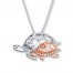 Turtle Necklace 1/20 ct tw Diamonds Sterling Silver/10K Gold