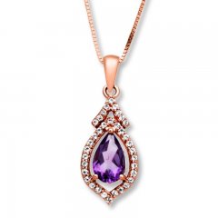 Pear-shaped Amethyst Necklace White Topaz 10K Rose Gold