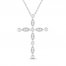 Diamond Cross Necklace 1/5 ct tw Marquise & Round-cut Sterling Silver 18"