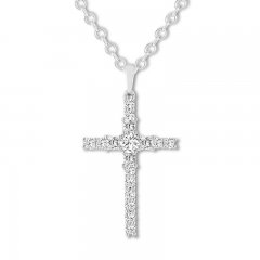 Leo Diamond Cross Necklace 1 ct tw 14K White Gold