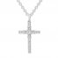 Leo Diamond Cross Necklace 1 ct tw 14K White Gold