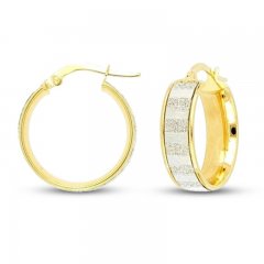 Italian Glitter Hoop Earrings 14K Yellow Gold