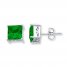 Classic Stud Earrings Lab-Created Emeralds Sterling Silver