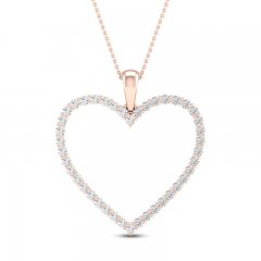 Diamond Heart Necklace 1/2 ct tw Round-cut 10K Rose Gold 18"