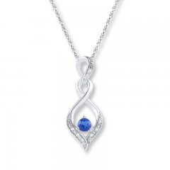 Lab-Created Sapphire Diamond Accents 10K White Gold Necklace