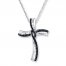 Diamond Cross Necklace 1/2 ct tw Black/White 10K White Gold