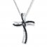 Diamond Cross Necklace 1/2 ct tw Black/White 10K White Gold