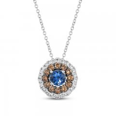 Le Vian Diamond & Blue Sapphire Necklace 3/8 ct tw 14K Vanilla Gold 18"