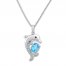 Dolphin Necklace Blue & White Topaz Sterling Silver