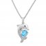 Dolphin Necklace Blue & White Topaz Sterling Silver