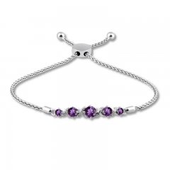 Amethyst Bolo Bracelet Sterling Silver