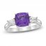 Luminous Cut Amethyst & White Topaz Ring Sterling Silver