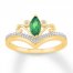 Lab-Created Emerald Ring Lab-Created Sapphires 10K Yellow Gold