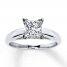 Certified Diamond Ring 2 Carats Princess-cut 14K White Gold