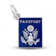 Passport Charm Blue Enamel Sterling Silver