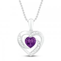 Amethyst Heart Necklace 18"