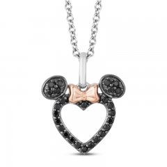 Disney Treasures Minnie Mouse Heart Necklace 1/5 ct tw Diamonds 10K Rose Gold Sterling Silver