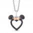 Disney Treasures Minnie Mouse Heart Necklace 1/5 ct tw Diamonds 10K Rose Gold Sterling Silver