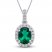 Lab-Created Emerald & White Lab-Created Sapphire Necklace Sterling Silver 18"