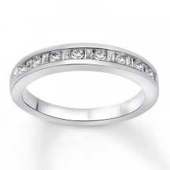 Diamond Wedding Band 1/3 ct tw Baguette/Round 14K White Gold