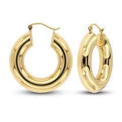 Polished Tube Hoop Earrings 10K Yellow Gold