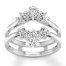 Diamond Enhancer Ring 3/4 ct tw Round/Marquise 14K White Gold