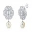 Cultured Pearl & White Lab-Created Sapphire Drop Earrings Sterling Silver