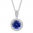 Blue & White Lab-Created Sapphire Necklace Sterling Silver