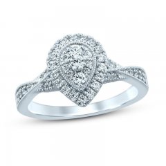 Multi-Diamond Engagement Ring 1/2 ct tw Round-cut 10K White Gold