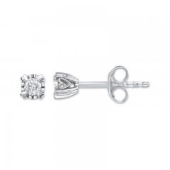 Diamond Solitaire Earrings 1/20 ct tw 14K White Gold