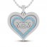 Blue Topaz MOM Heart Necklace Sterling Silver 18"