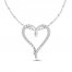 Diamond Accent Heart Necklace Round-cut Sterling Silver 18"