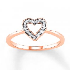 Diamond Heart Ring 1/20 ct tw Round-cut 10K Rose Gold