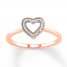 Diamond Heart Ring 1/20 ct tw Round-cut 10K Rose Gold