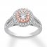 Pink/White Certified Diamond Engagement Ring 3/4 ct tw 14K Gold