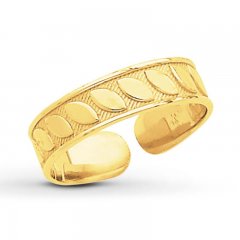 Leaf Design Toe Ring 14K Yellow Gold