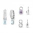 Amethyst, Aquamarine, Lab-Created Opal & White Lab-Created Sapphire Huggie Earrings Set Sterling Silver