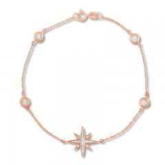 Diamond Star Bracelet 1/6 ct tw Round-cut 10K Rose Gold 7.25"