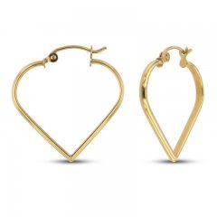 Heart Hoop Earrings 14K Yellow Gold