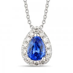 Le Vian Diamond & Ceylon Sapphire Necklace 1/5 ct tw 14K Vanilla Gold 18"