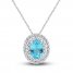 Swiss Blue Topaz & White Lab-Created Sapphire Necklace Sterling Silver 18"