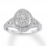 Diamond Engagement Ring 1/2 ct tw Round/Baguette 10K White Gold