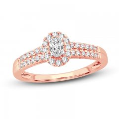 Diamond Engagement Ring 3/8 ct tw Oval/Round 14K Rose Gold