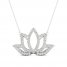 By Women For Women Diamond Lotus Necklace 1/4 ct tw Round-cut 10K White Gold 18"