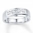 Men's Wedding Band 3/8 ct tw Diamonds 10K White Gold