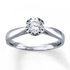 Diamond Ring 3/8 Carat Round-cut 10K White Gold