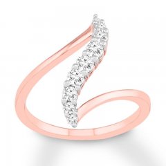 Diamond North South Ring 1/3 ct tw Round-cut 10K Rose Gold