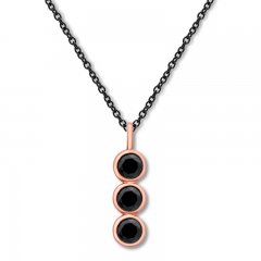 Black Diamond Necklace 1/2 ct tw 10K Rose Gold/Stainless Steel